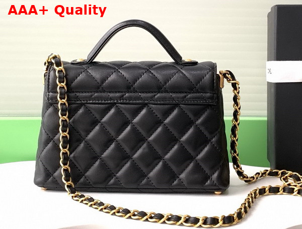 Chanel Small Flap Bag with Top Handle Black Lambskin Gold Tone Metal AS5355 Replica
