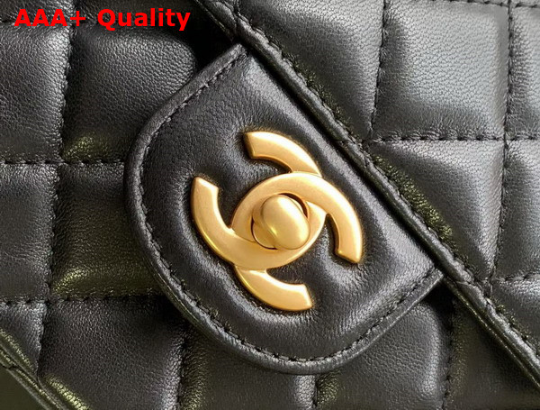 Chanel Small Flap Bag with Top Handle Black Lambskin Gold Tone Metal AS5355 Replica