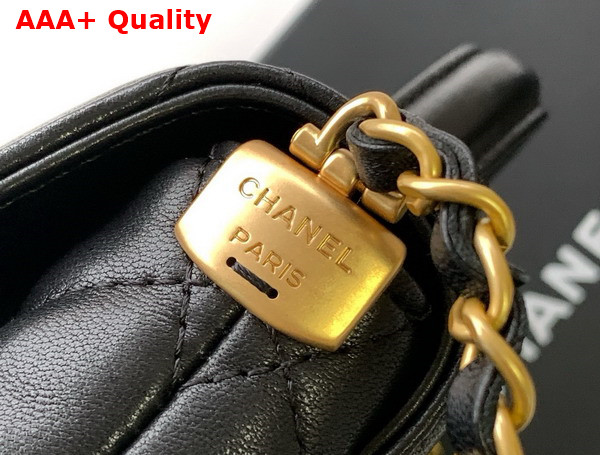 Chanel Small Flap Bag with Top Handle Black Lambskin Gold Tone Metal AS5355 Replica