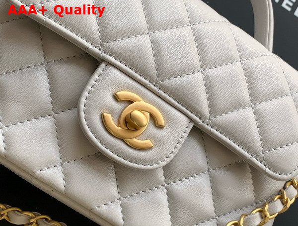 Chanel Small Flap Bag with Top Handle Light Grey Lambskin Gold Tone Metal AS5355 Replica