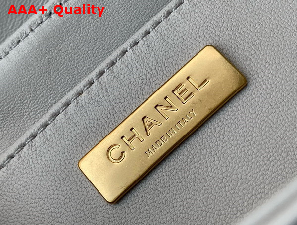 Chanel Small Flap Bag with Top Handle Light Grey Lambskin Gold Tone Metal AS5355 Replica