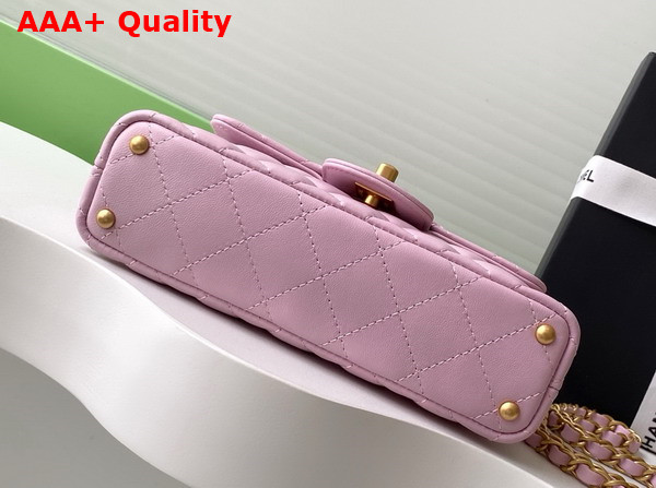 Chanel Small Flap Bag with Top Handle Light Pink Lambskin Gold Tone Metal AS5355 Replica
