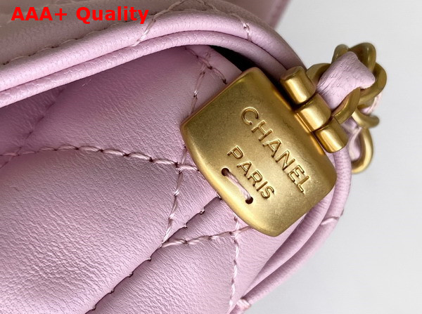 Chanel Small Flap Bag with Top Handle Light Pink Lambskin Gold Tone Metal AS5355 Replica