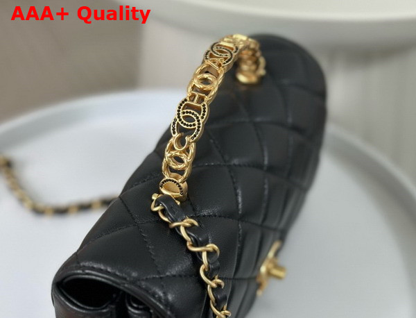 Chanel Small Flap Bag with Top Handle Pearly Lambskin Strass Gold Tone Metal Black AS4835 Replica