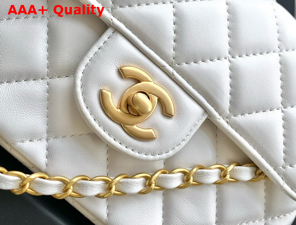 Chanel Small Flap Bag with Top Handle White Lambskin Gold Tone Metal AS5355 Replica