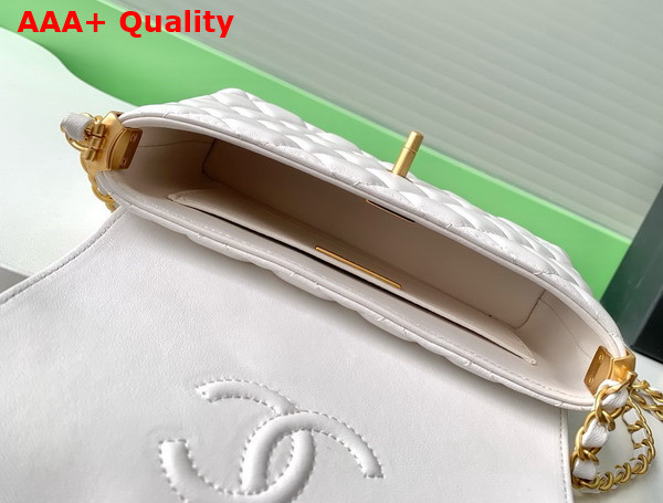 Chanel Small Flap Bag with Top Handle White Lambskin Gold Tone Metal AS5355 Replica