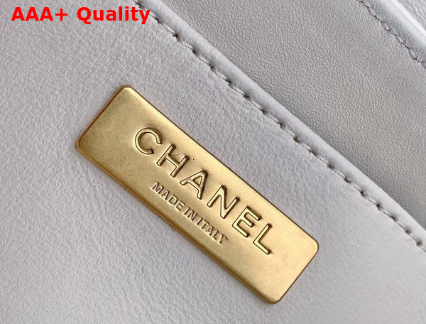 Chanel Small Flap Bag with Top Handle White Lambskin Gold Tone Metal AS5355 Replica