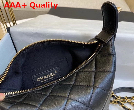 Chanel Small Hobo Bag Lambskin Gold Metal Black AS1745 Replica