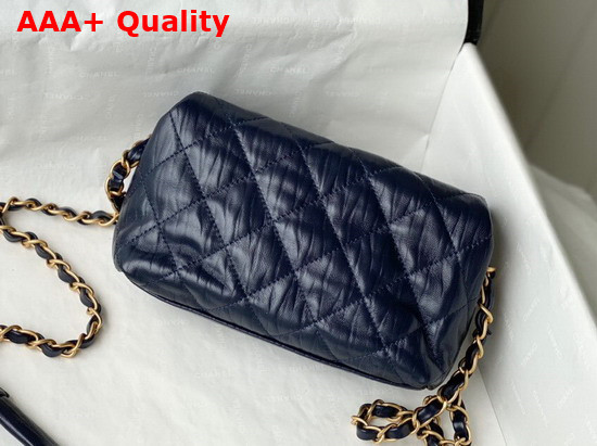 Chanel Small Hobo Bag Navy Crumpled Lambskin and Gold Tone Metal AS2479 Replica
