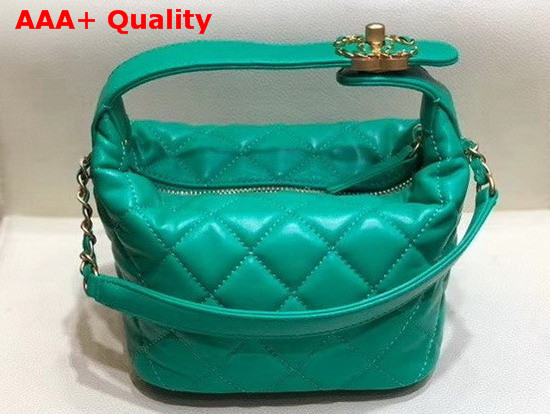 Chanel Small Hobo Bag in Green Lambskin Gold Metal AS1745 Replica