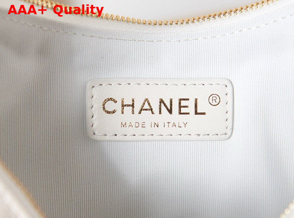 Chanel Small Hobo Bag in White Lambskin Shiny Light Gold Metal AS3917 Replica