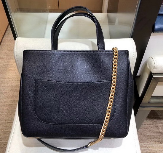 Chanel Small Shopping Bag Grained Calfskin Gold Tone Metal Black A57563