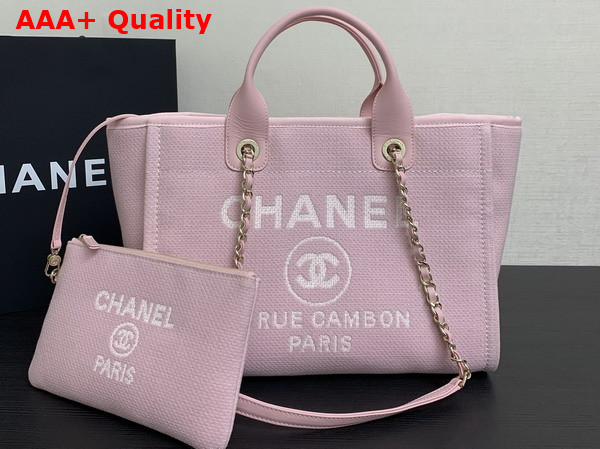 Chanel Small Shopping Bag in Pink Mixed Fibers Calfskin and Gold Tone Metal AS3257 Replica
