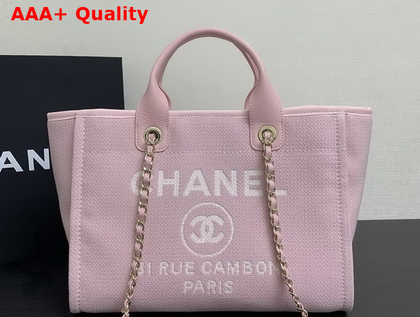 Chanel Small Shopping Bag in Pink Mixed Fibers Calfskin and Gold Tone Metal AS3257 Replica