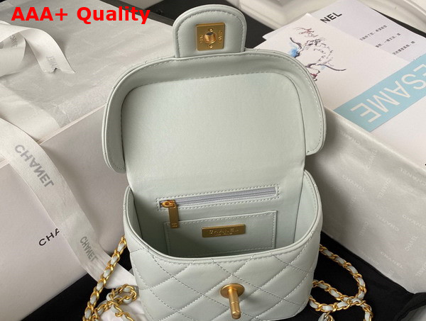 Chanel Small Vanity Case in Pale Blue Lambskin and Gold Tone Metal AS3973 Replica