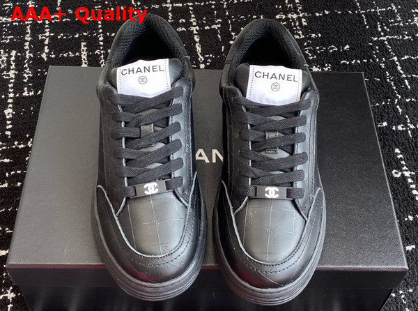Chanel Sneaker in Black Printed Calfskin Leather Replica