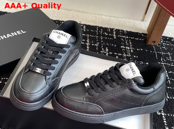 Chanel Sneaker in Black Printed Calfskin Leather Replica