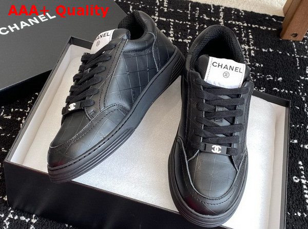 Chanel Sneaker in Black Printed Calfskin Leather Replica