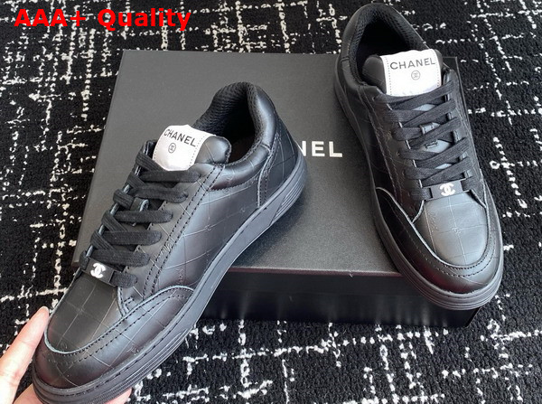 Chanel Sneaker in Black Printed Calfskin Leather Replica