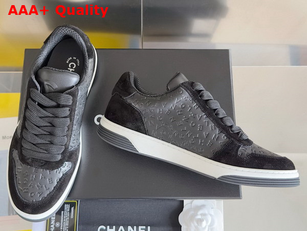 Chanel Sneaker in Black Signature Leather and Suede Leather Replica