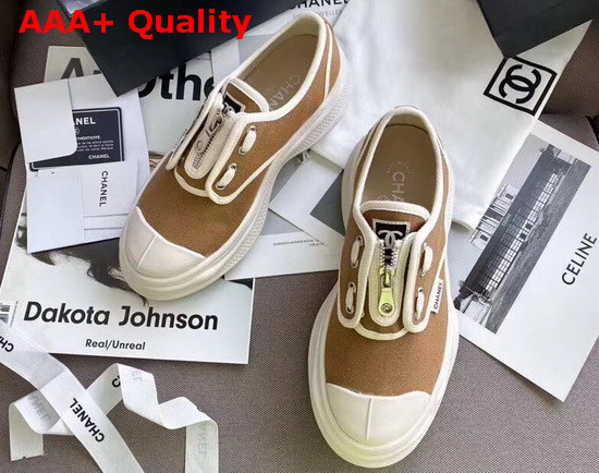 Chanel Sneaker in Brown Canvas Replica