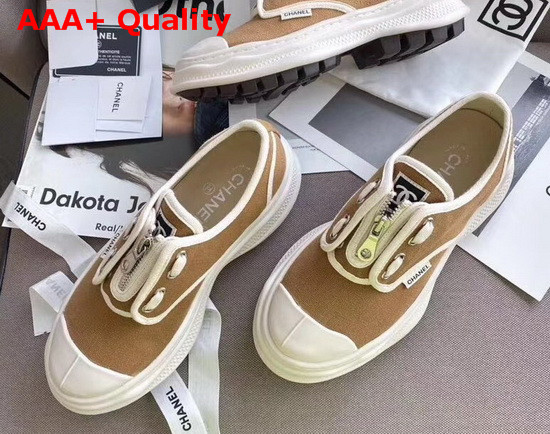 Chanel Sneaker in Brown Canvas Replica