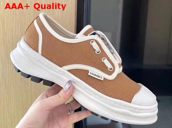 Chanel Sneaker in Brown Canvas Replica