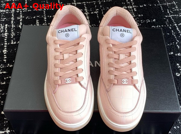 Chanel Sneaker in Pink Printed Calfskin Leather Replica