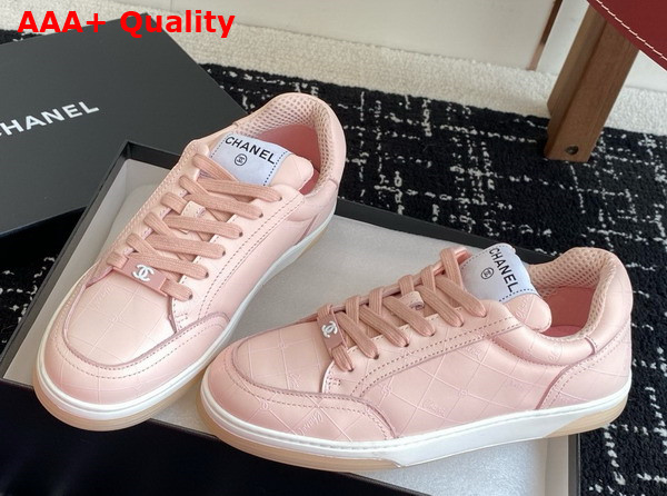 Chanel Sneaker in Pink Printed Calfskin Leather Replica