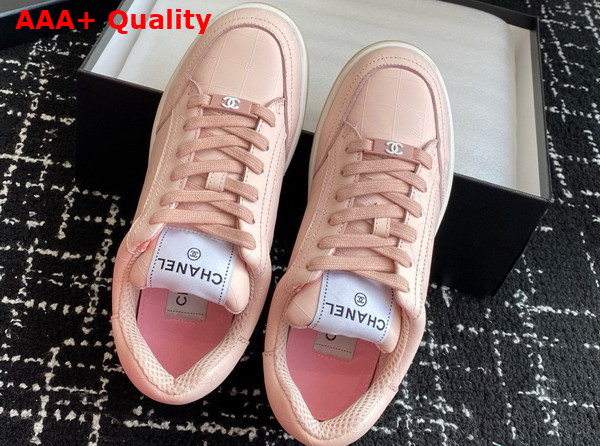 Chanel Sneaker in Pink Printed Calfskin Leather Replica
