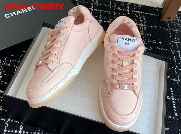 Chanel Sneaker in Pink Printed Calfskin Leather Replica