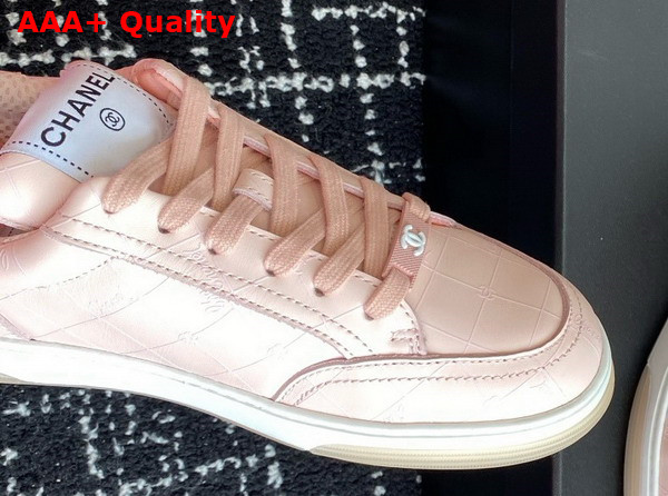 Chanel Sneaker in Pink Printed Calfskin Leather Replica