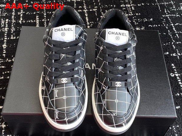 Chanel Sneaker in Printed Leather Black and White Replica