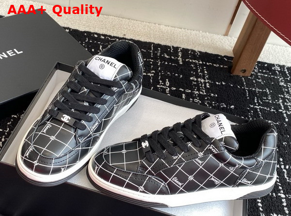 Chanel Sneaker in Printed Leather Black and White Replica