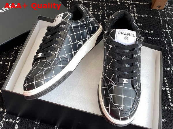 Chanel Sneaker in Printed Leather Black and White Replica