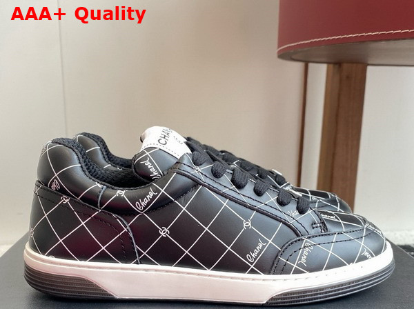 Chanel Sneaker in Printed Leather Black and White Replica