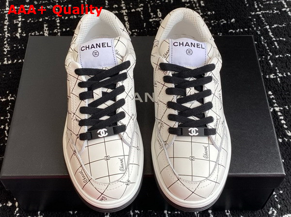 Chanel Sneaker in Printed Leather White and Black Replica