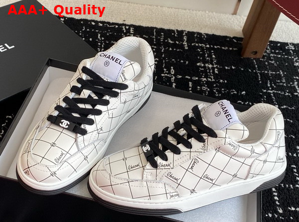 Chanel Sneaker in Printed Leather White and Black Replica