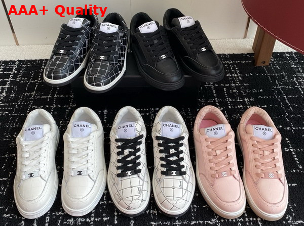Chanel Sneaker in Printed Leather White and Black Replica