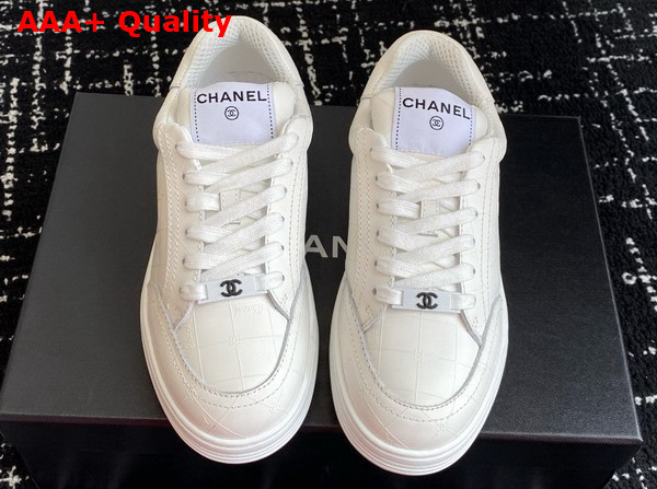 Chanel Sneaker in White Printed Calfskin Leather Replica