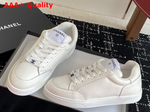 Chanel Sneaker in White Printed Calfskin Leather Replica