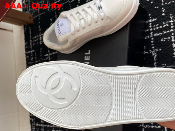 Chanel Sneaker in White Printed Calfskin Leather Replica