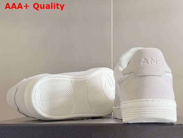 Chanel Sneaker in White Signature Leather and Suede Leather Replica