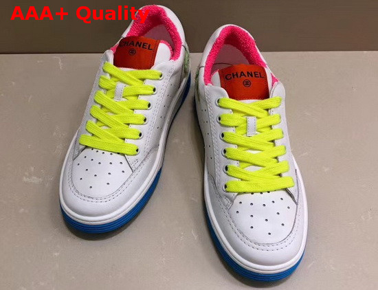 Chanel Sneakers Calfskin White and Blue G35934 Replica