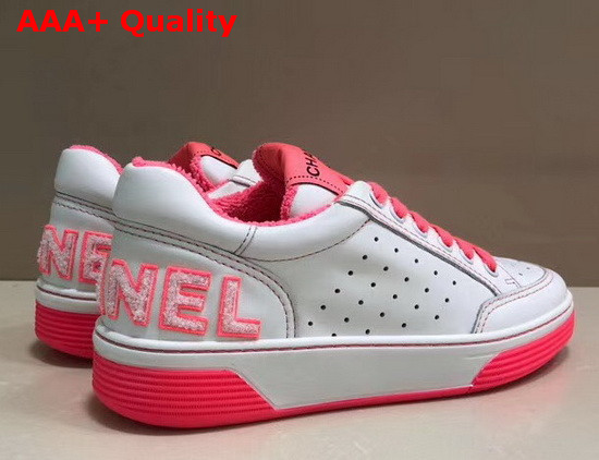 Chanel Sneakers Calfskin White and Fuchsia G35934 Replica