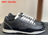 Chanel Sneakers Calfskin and Suede Calfskin Black and White G46372 Replica