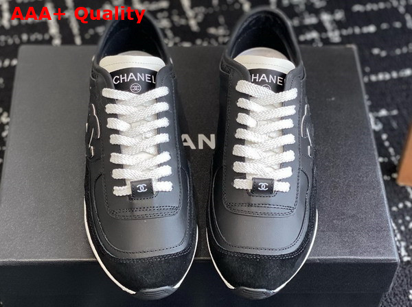 Chanel Sneakers Calfskin and Suede Calfskin Black and White G46372 Replica
