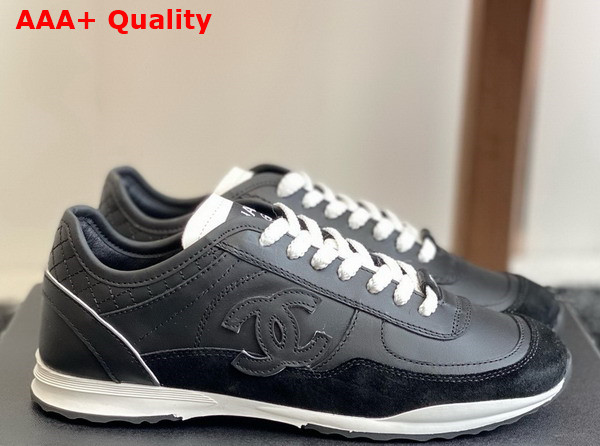 Chanel Sneakers Calfskin and Suede Calfskin Black and White G46372 Replica