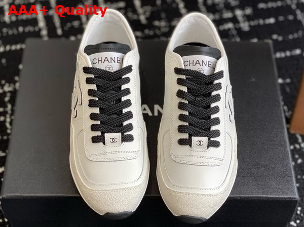 Chanel Sneakers Calfskin and Suede Calfskin White and Black G46372 Replica
