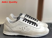 Chanel Sneakers Calfskin and Suede Calfskin White and Black G46372 Replica